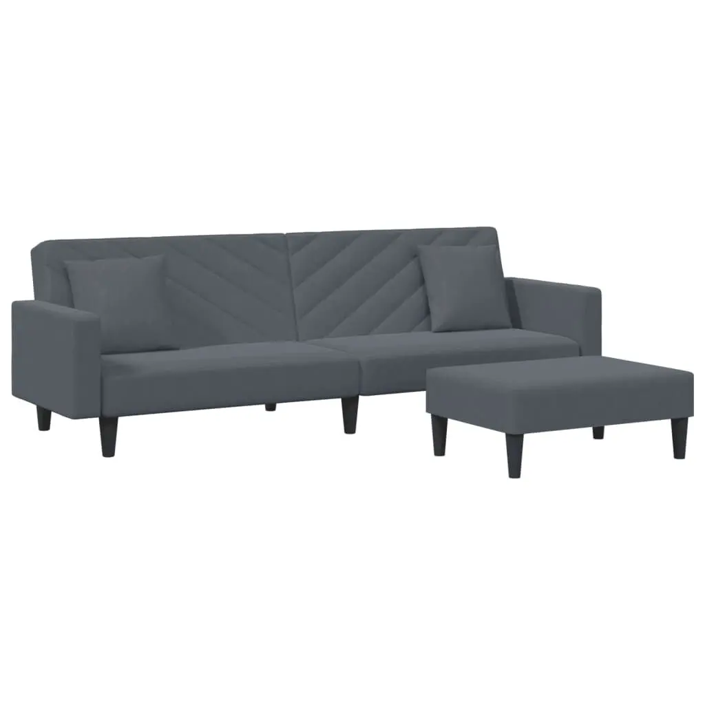 2 Piece Sofa Set Pillows Dark Gray Velvet Modern Living Room Furniture