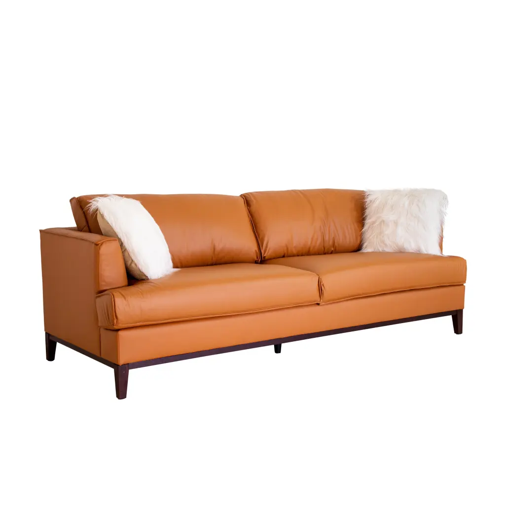 Aspen Cognac Top Grain Leather Sofa Camel Wood Leather 3 Seater american homestead furniture
