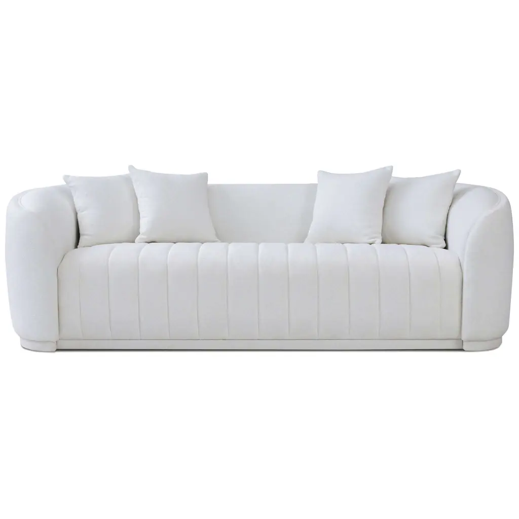 Markus Mid Century Modern Premium Tight Back Boucle Couch White ashcroft furniture