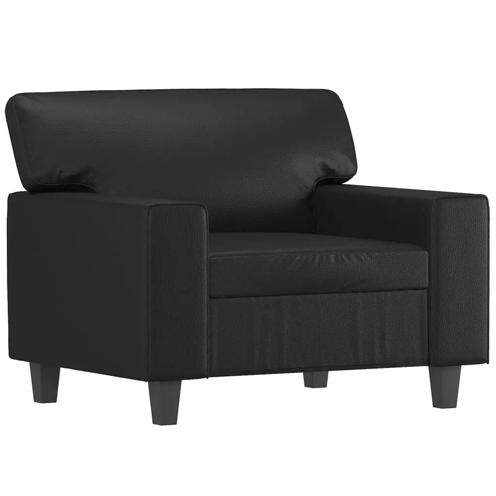 Black Faux Leather 2-Seater Sofa 47.2 Inches Compact Loveseat