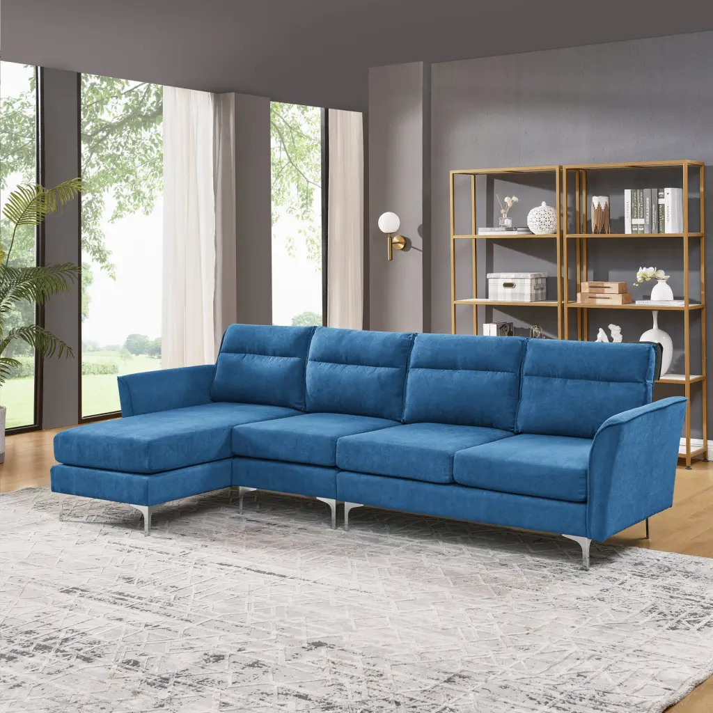 Modern Sofa 3 Seat Couch Stainless Steel Trim And Metal Legs Living Room chuangyuan smart home