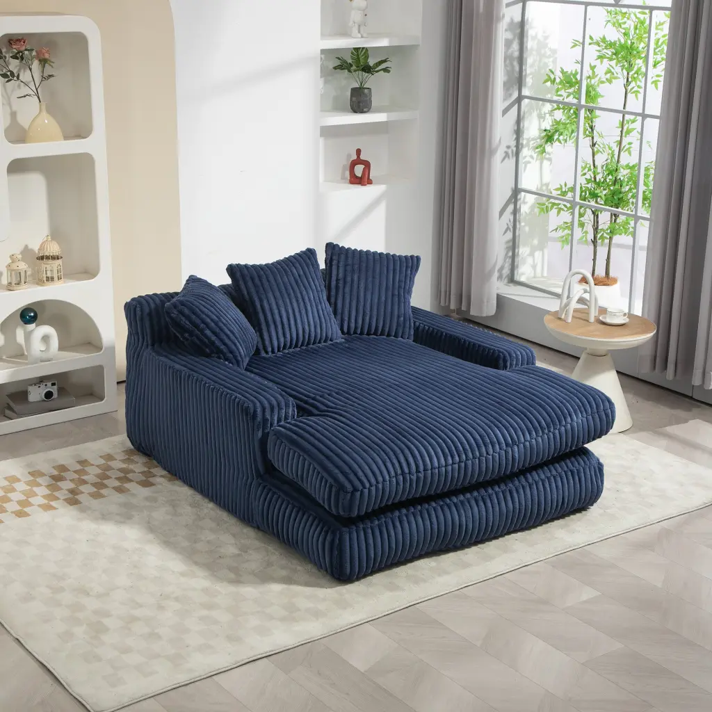 Coolmore Corduroy Lazy Sofa 3 Back Pillows Comfy Deep Seat Couch coolmore w-395
