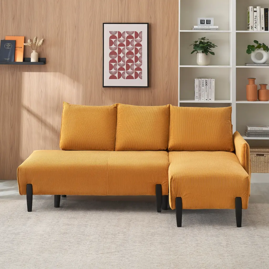 79.5 Inch Long Velvet Sofa Fabric Three Matching Pillows Luxurious Seating fan chen furniture
