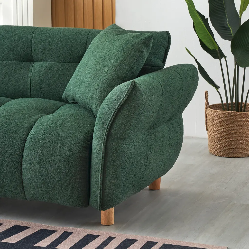 93.70 Inches Long Teddy Sofa Material Two Matching Pillows And Throw fan chen furniture