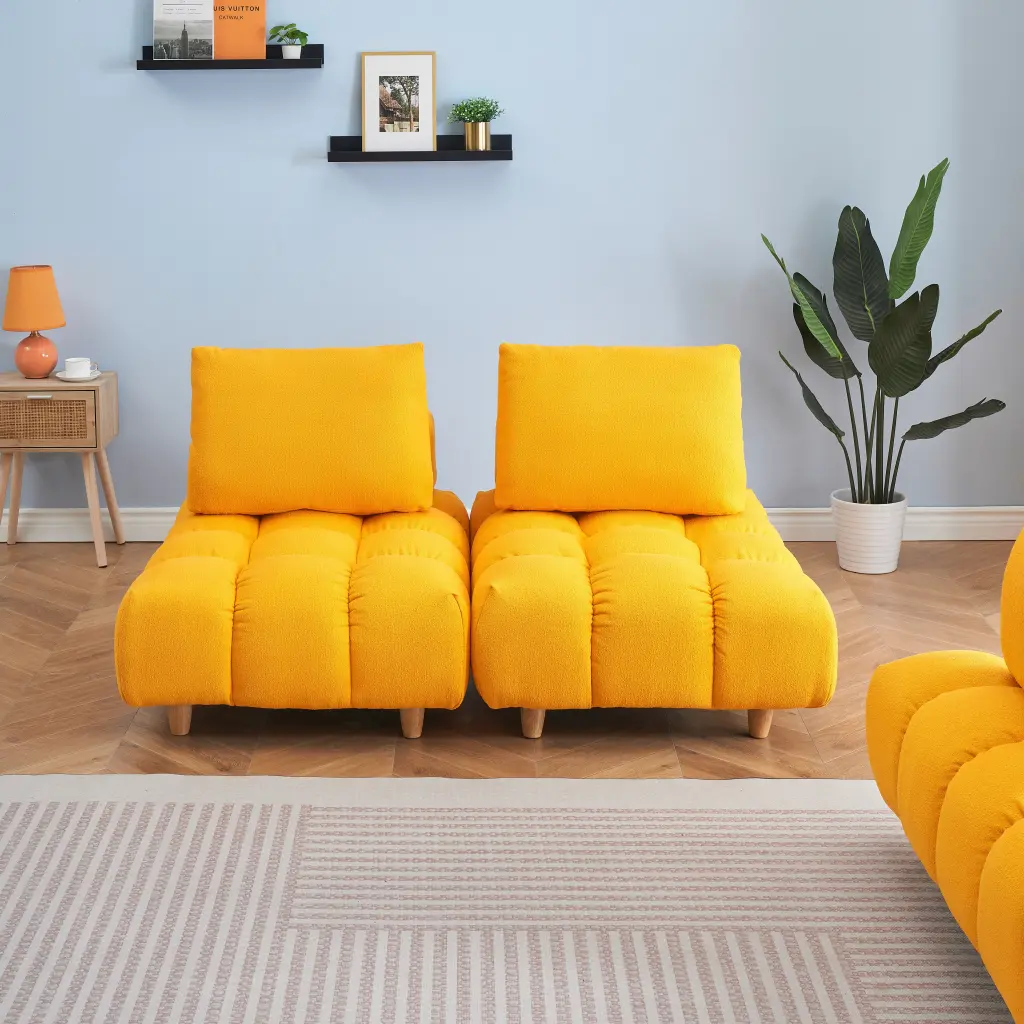 60 Inches Long Teddy Sofa Material Spacious And Cozy Seats - Plush Living Room Sofa fan chen furniture