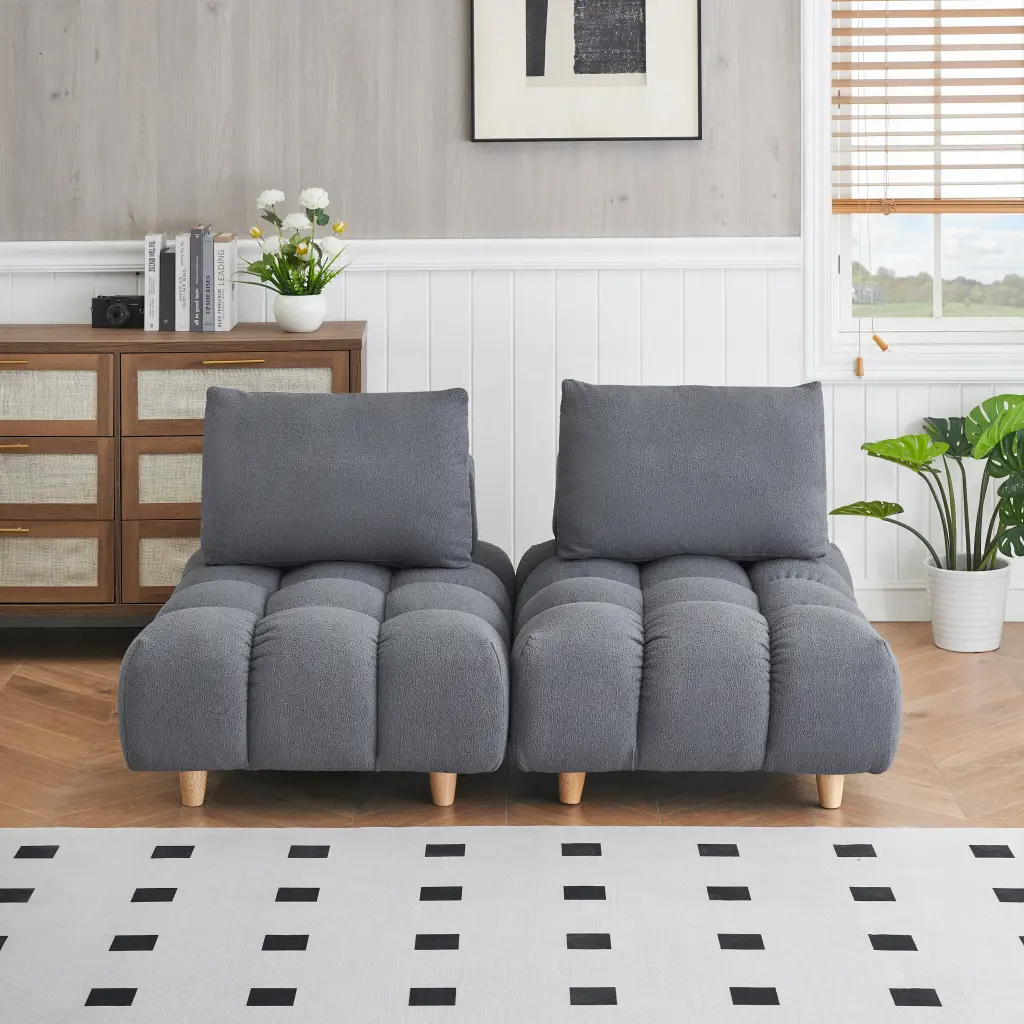 60 Inches Teddy Fabric Sofa - Spacious and Cozy Seating fan chen furniture