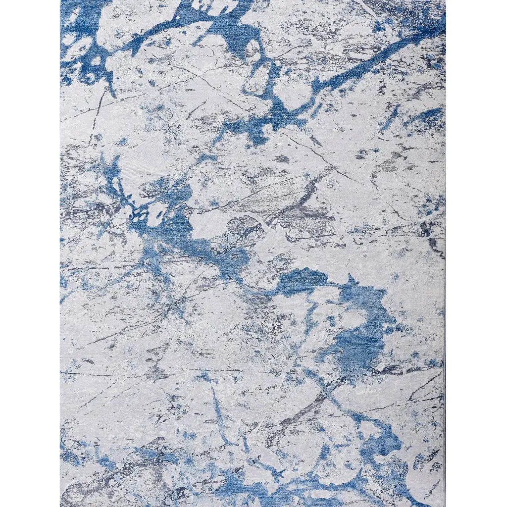 Zara Collection Abstract Design Shiny Metal Blue Machine Washable Super Sofa furnings