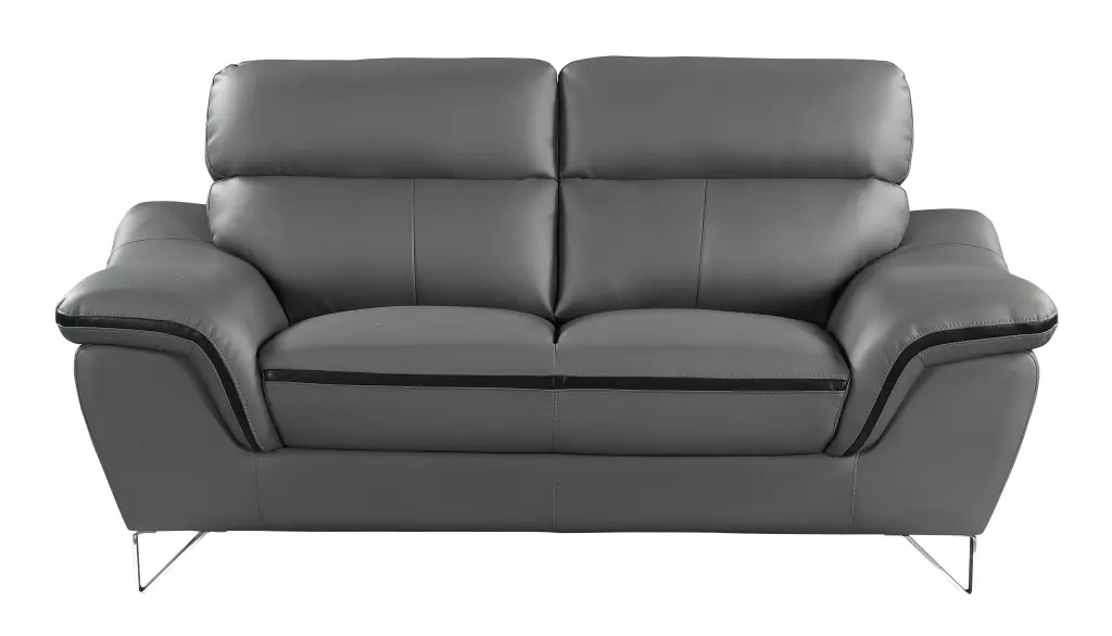 Authentic Gray Leather Sofa Foam Cushions Modern Living Room Furniture global united