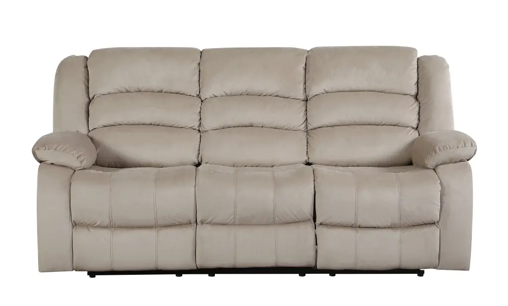 Transitional Microfiber Fabric Upholstered Sofa Beige Foam Sofa global united