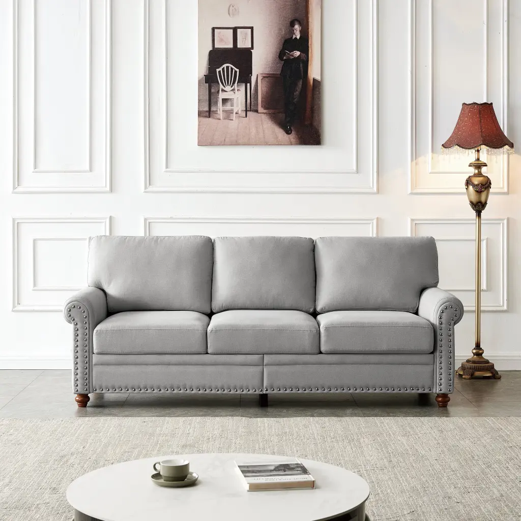 Linen Upholstery Storage Sofa Grey Foam Material Living Room Furniture hdf store