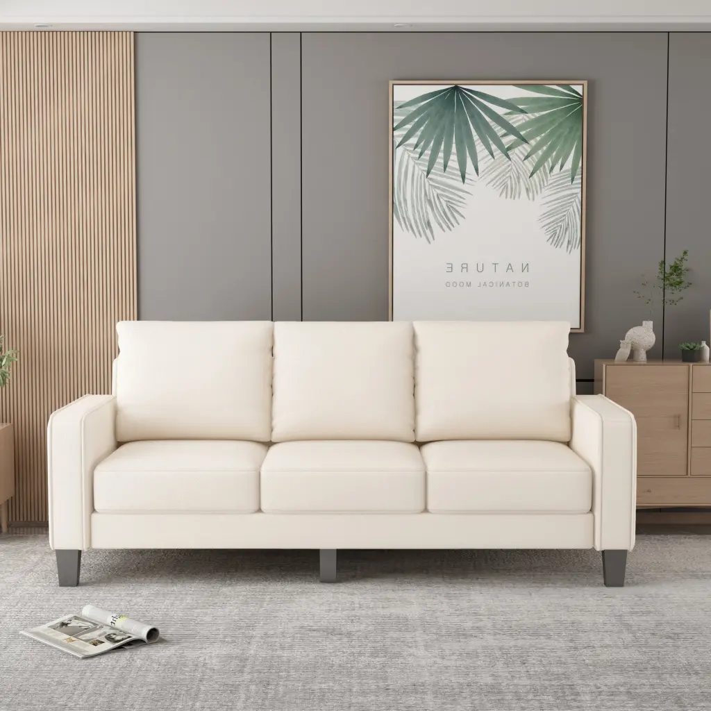 Modern Beige Foam Sofa Living Room Home Decor hdf store