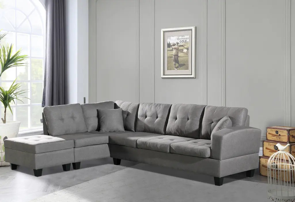 Material Left Chaise Living Room Sofa Set Storage Ottoman Brown Wood Modern Furniture hybreeze fur.