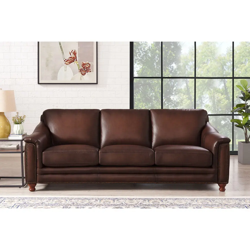 Belfast Top Grain Hide Sofa Couch Brown Authentic Hide Timber Frame hydeline furniture