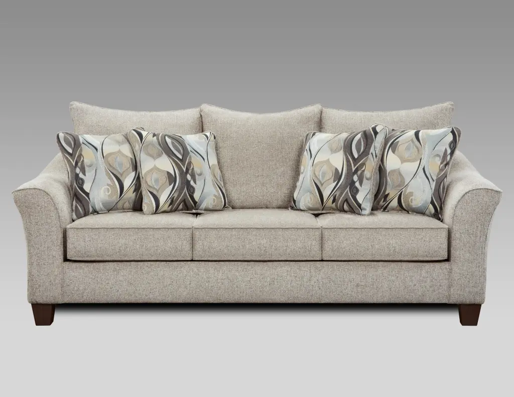 Camero Platinum Fabric Pillow Support Sofa Gray Espresso Polyester Wood Frame hz