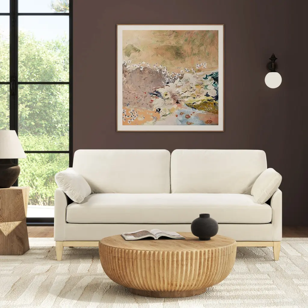 Pasadena 75.5" Modern Farmhouse Sofa French Beige Velvet jennifer taylor home