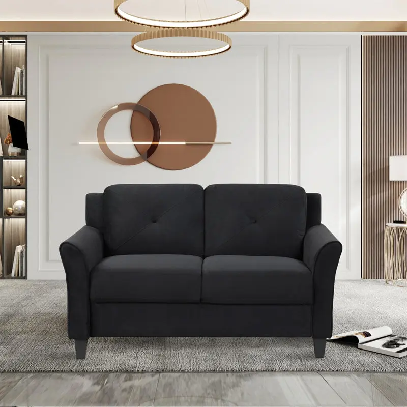 Trendy Living Room Sofa Double Seats Black Antique Design jiumi