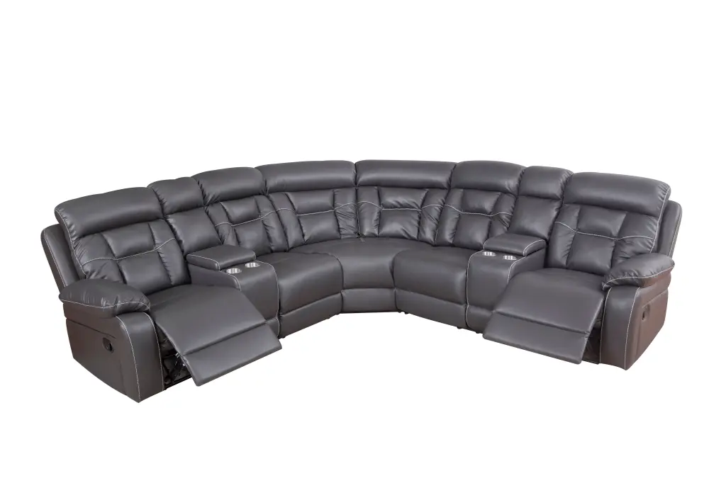 Faux Hide Reclining Sofa Grey Grey Pu 5 Seat justone interior