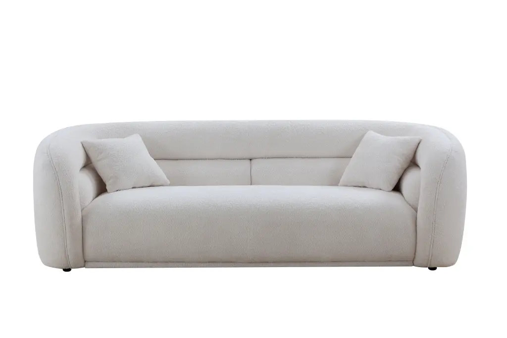 Mid Century Modern Curved 3 Seat Boucle Fabric Living Room Sofa justone interior