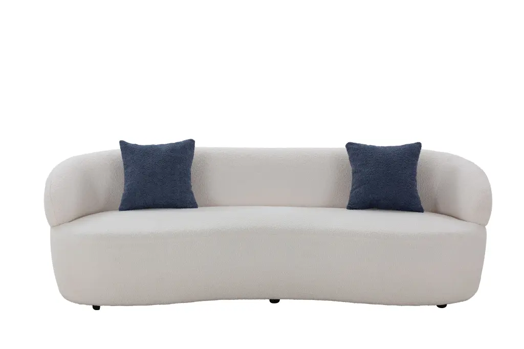 Mid Century Modern Curved Sofa 3 Seat Cloud Couch Boucle Fabric justone interior
