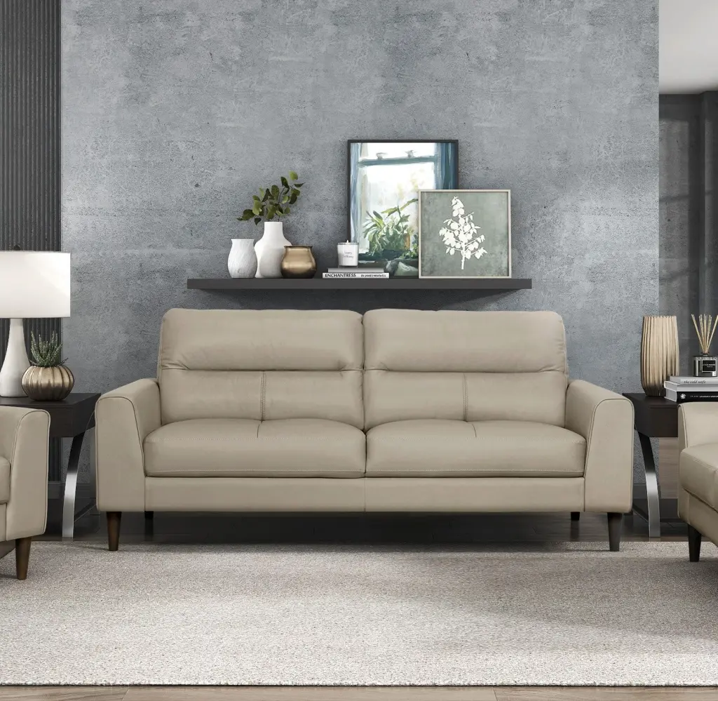 Modern Living Room Furniture Latte Hued Top Grain Leather Sofa 1 Piece Customizable kanepe