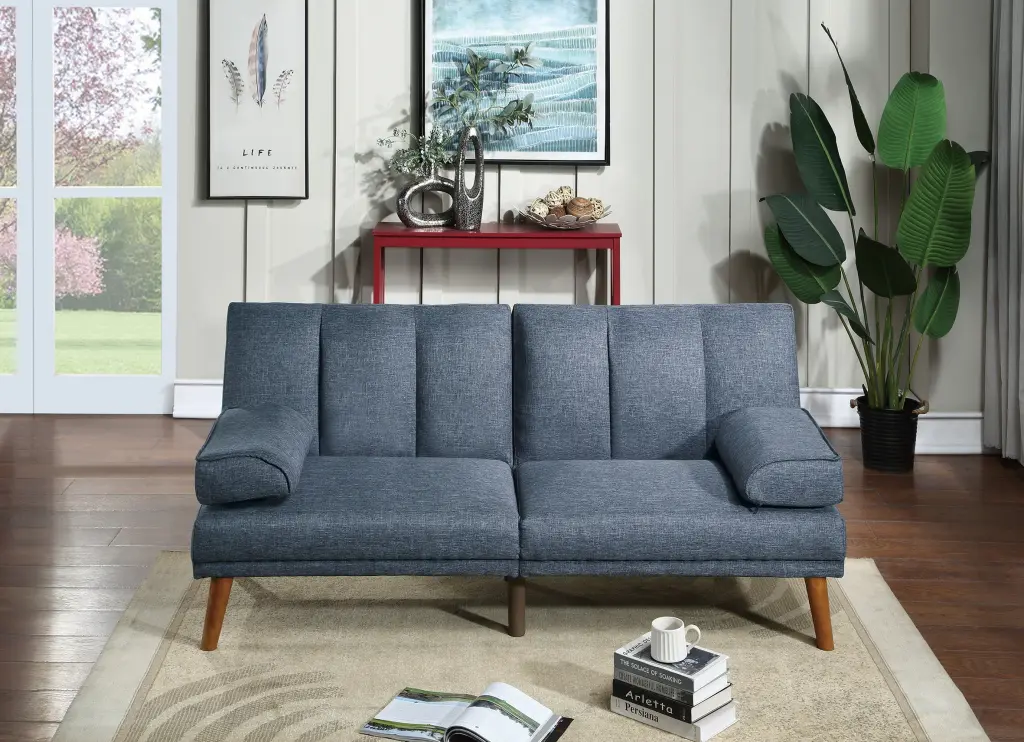 Navy Polyfiber 1 Piece Adjustable Sofa Living Room Furniture Solid Wood Legs kanepe