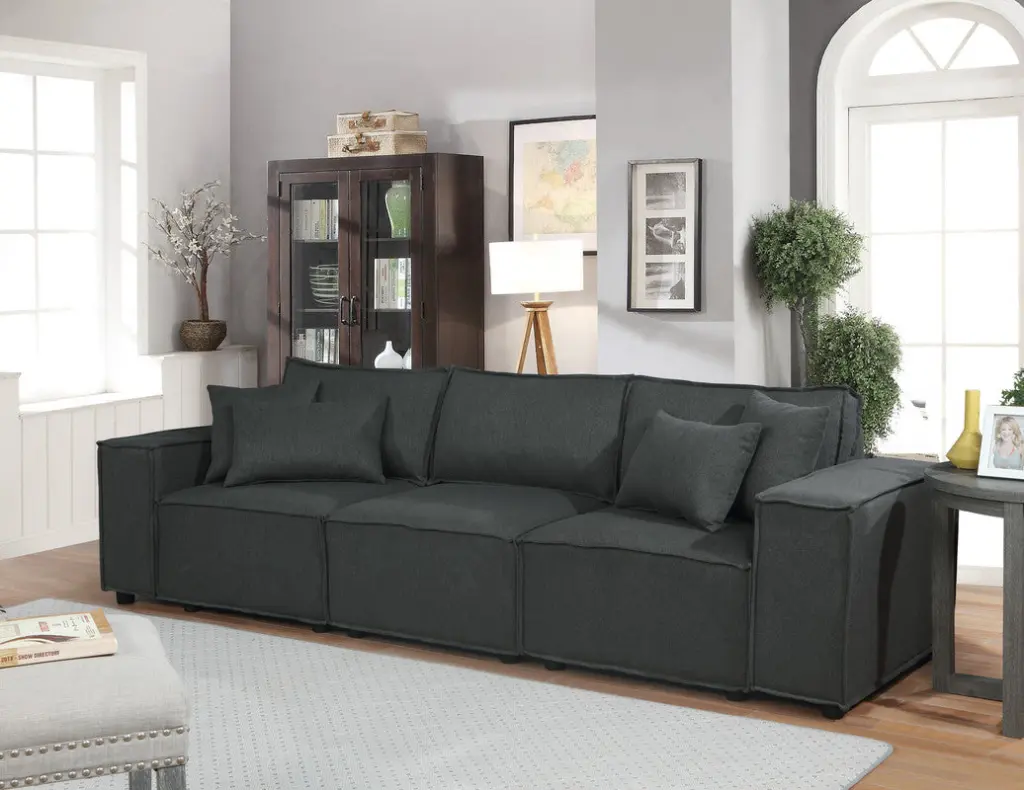 Annabel 104 Inch Sofa Dark Gray Linen lilola home