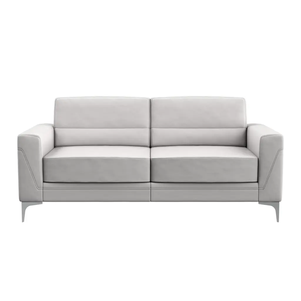 Creta Light Grey Sofa Light Gray PVC 3 Seat Modern Living Room Sofa luxe modern furniture