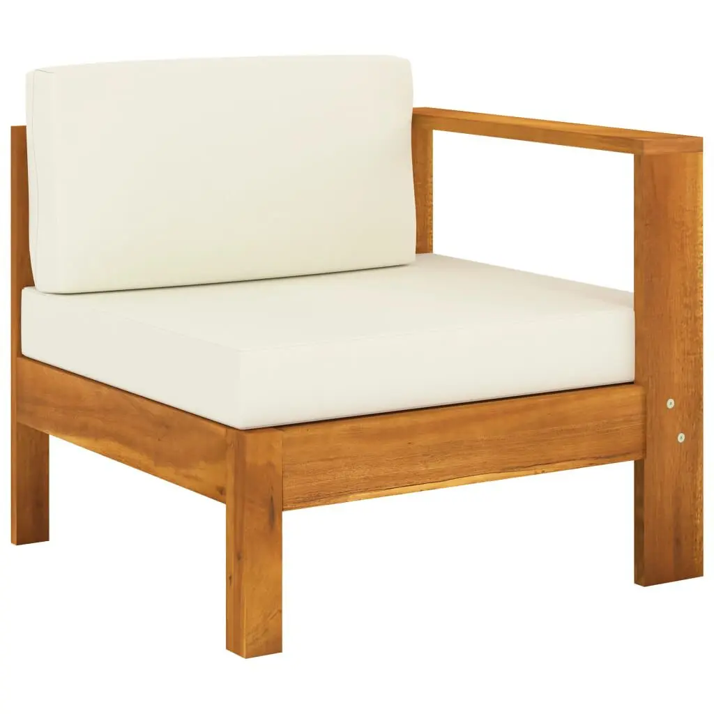 Middle Sofa 1 Armrest Cream White Solid Acacia Wood Modern Living Room Furniture