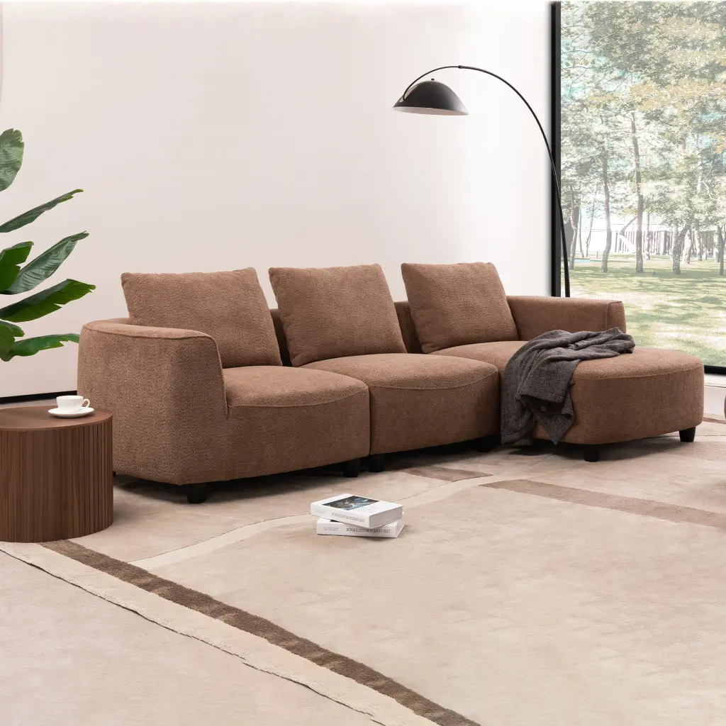Mid Century Modern Three Seat Sofa Recliner Living Room momore home