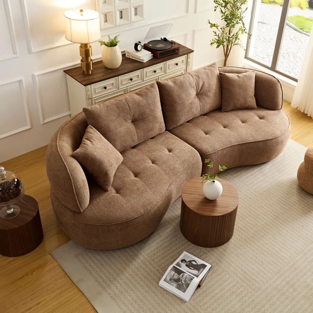 Wks7C Camel Color Combo Sofa Detachable Pillows momore home