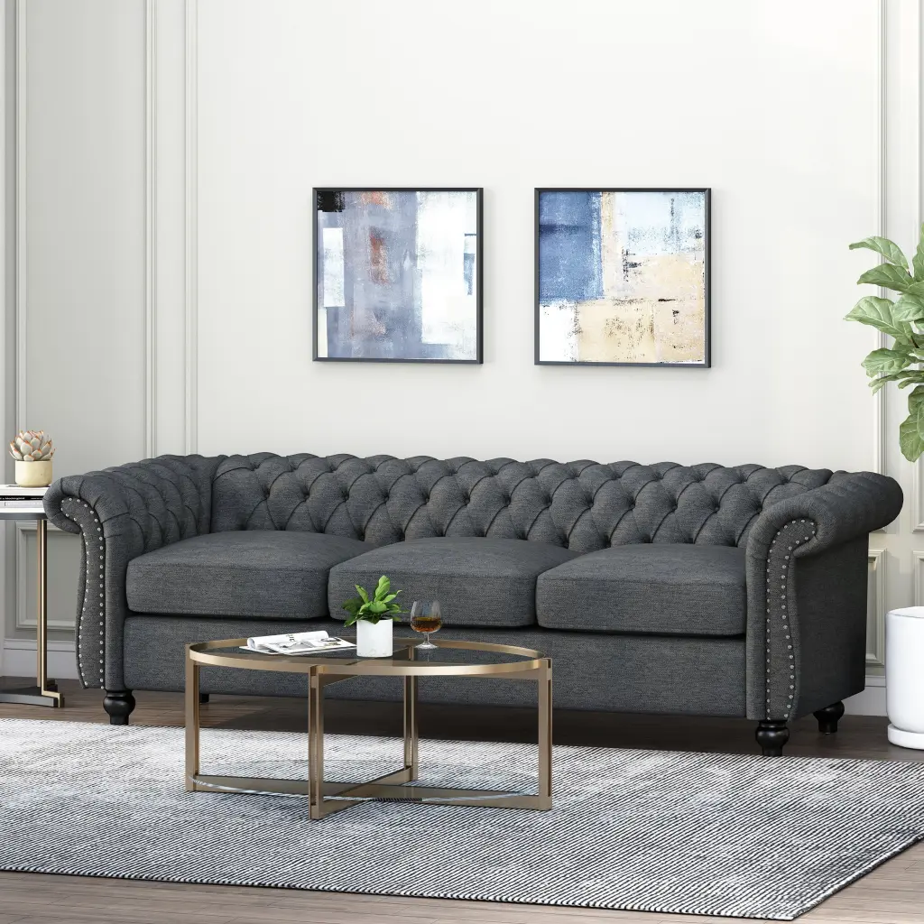 3 Seater Charcoal Fabric Sofa Modern Living Room Furniture nh-cloudhouse