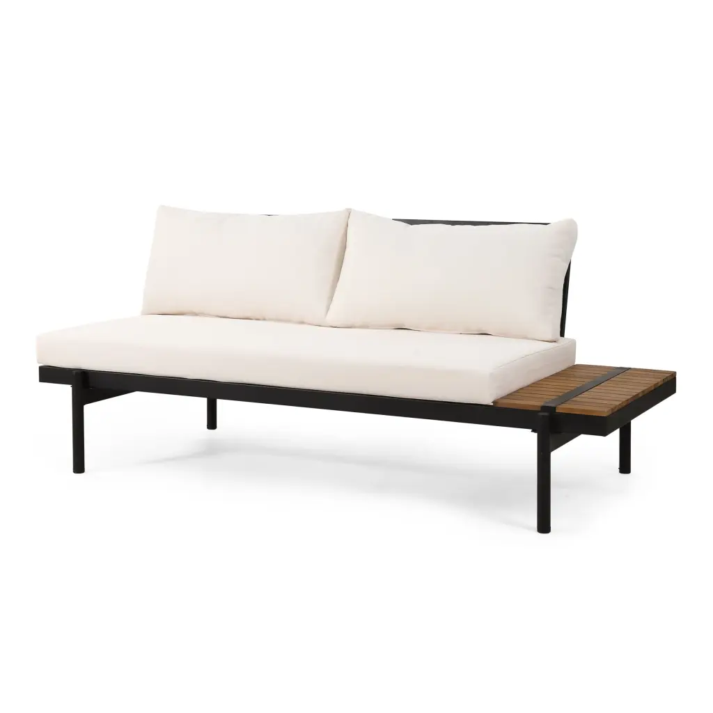 Theo 2-Seater Sofa Right Side Cream Acacia Wood Frame nh-gardenpara