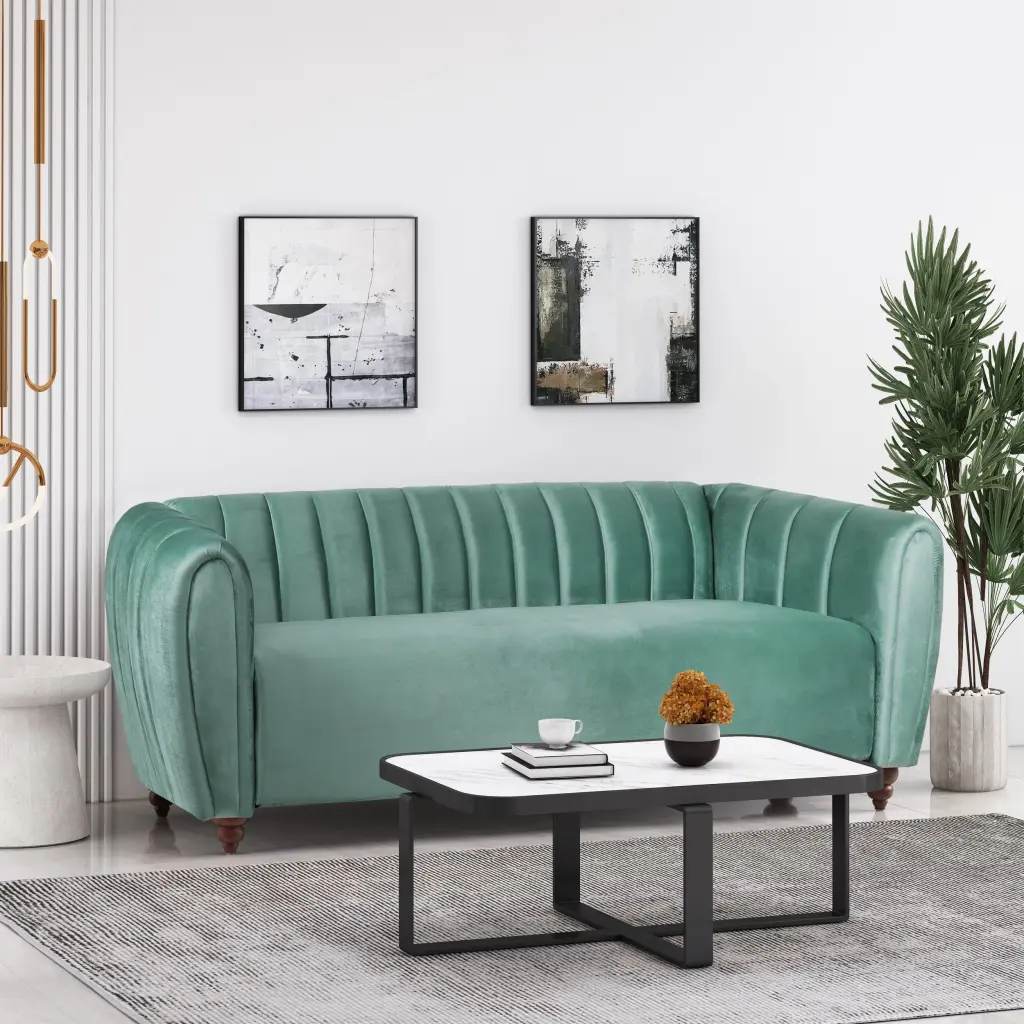 3 Seater Sofa Turquoise Velvet 3 Seat Couch Living Room nh-mirod