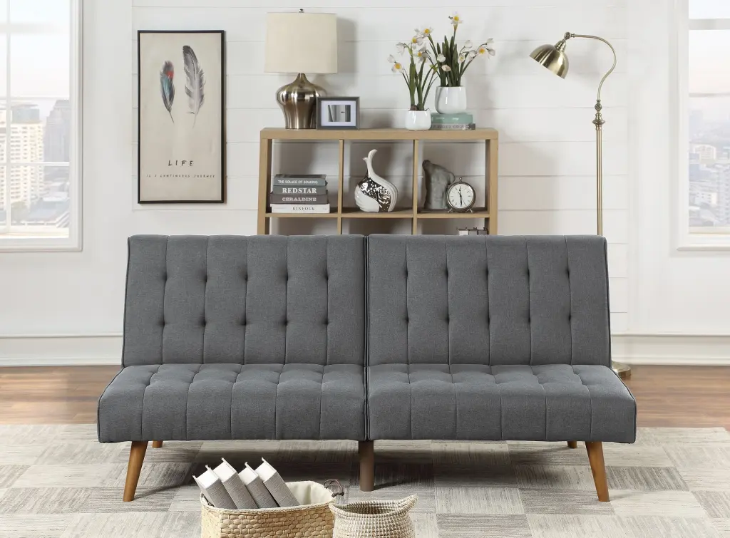 Customizable Sofa Black Faux Hide Gray Material poundex