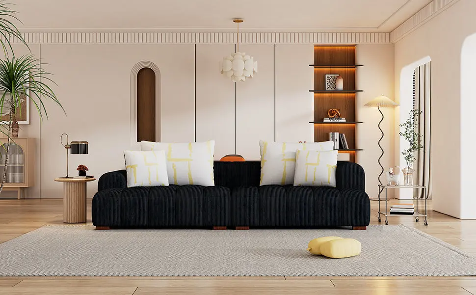 103.9" Modern Couch Corduroy Material Comfy Sofa Elastomer Timber Legs rnb