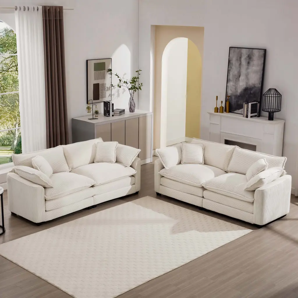 Modern Material Living Room Sofa Two Pieces Set Two 2 Seater Sofas ui furniture