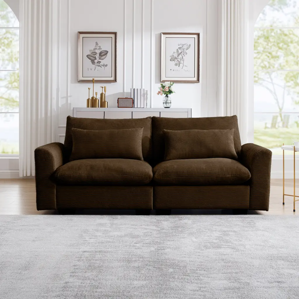Modern 2 Seater Corduroy Sofa Armrests Apartments ui furniture