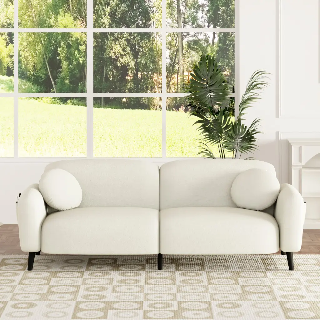 83.9 Inch Upholstered Sofa Living Room Bedroom Apartments Beige u_style