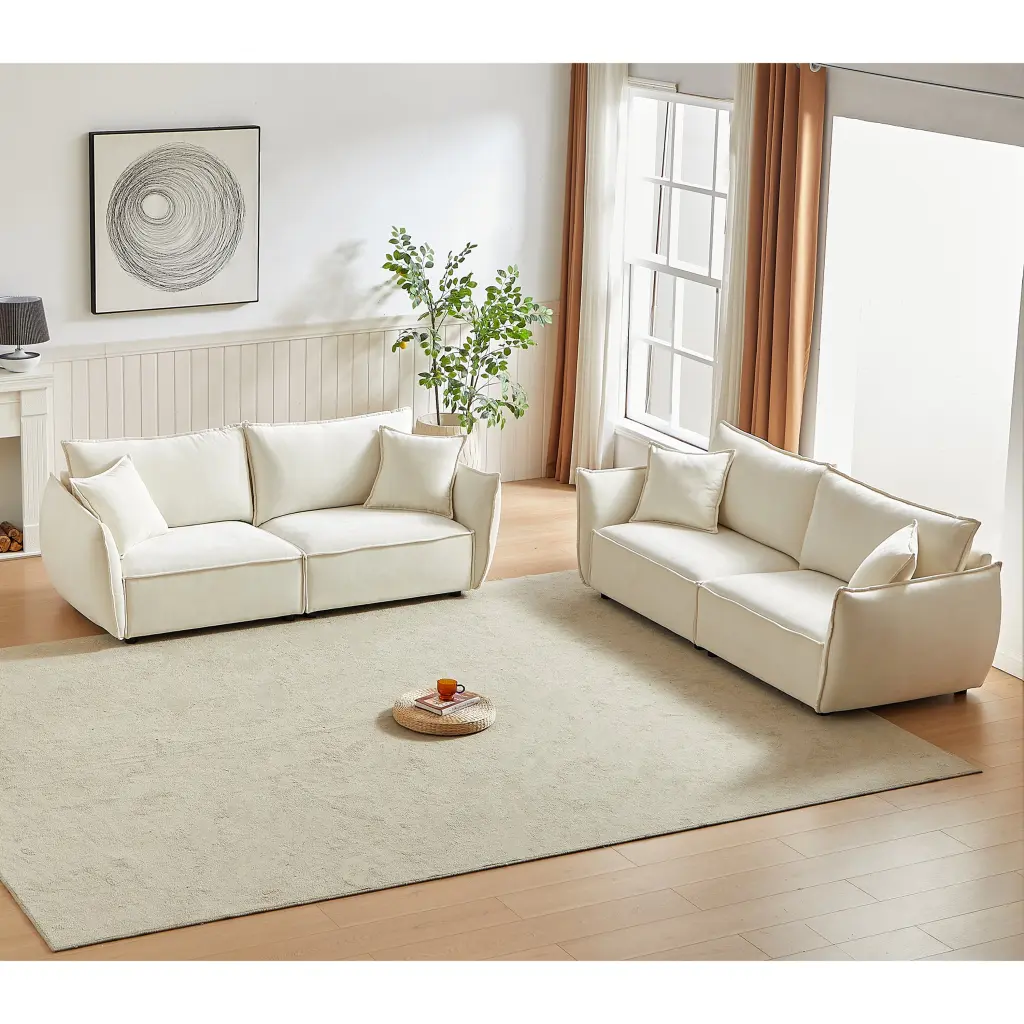 3 Seater Modern Living Room Sofa Linen Material w1193