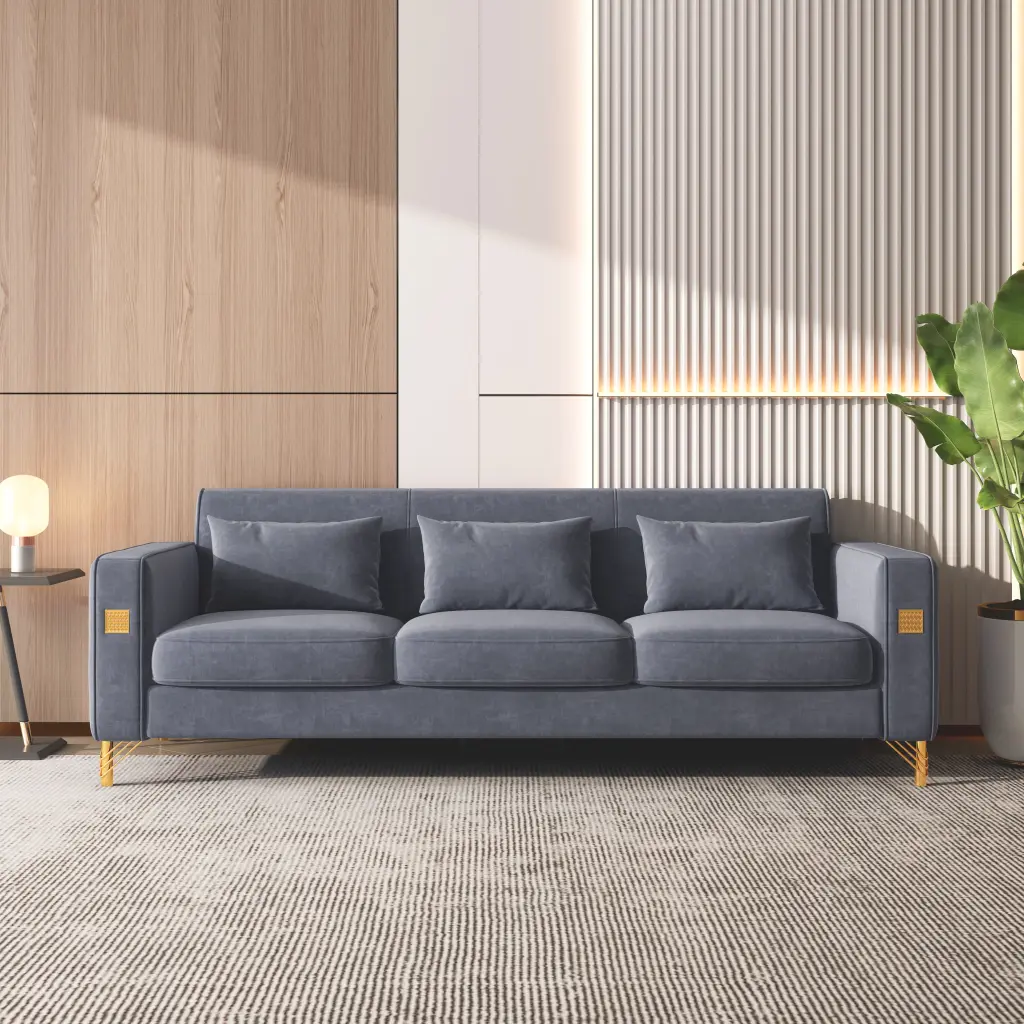 Velvet Sofa Pillows And Gold Finish Metal Leg Living Room Green w1311 artisan furniture
