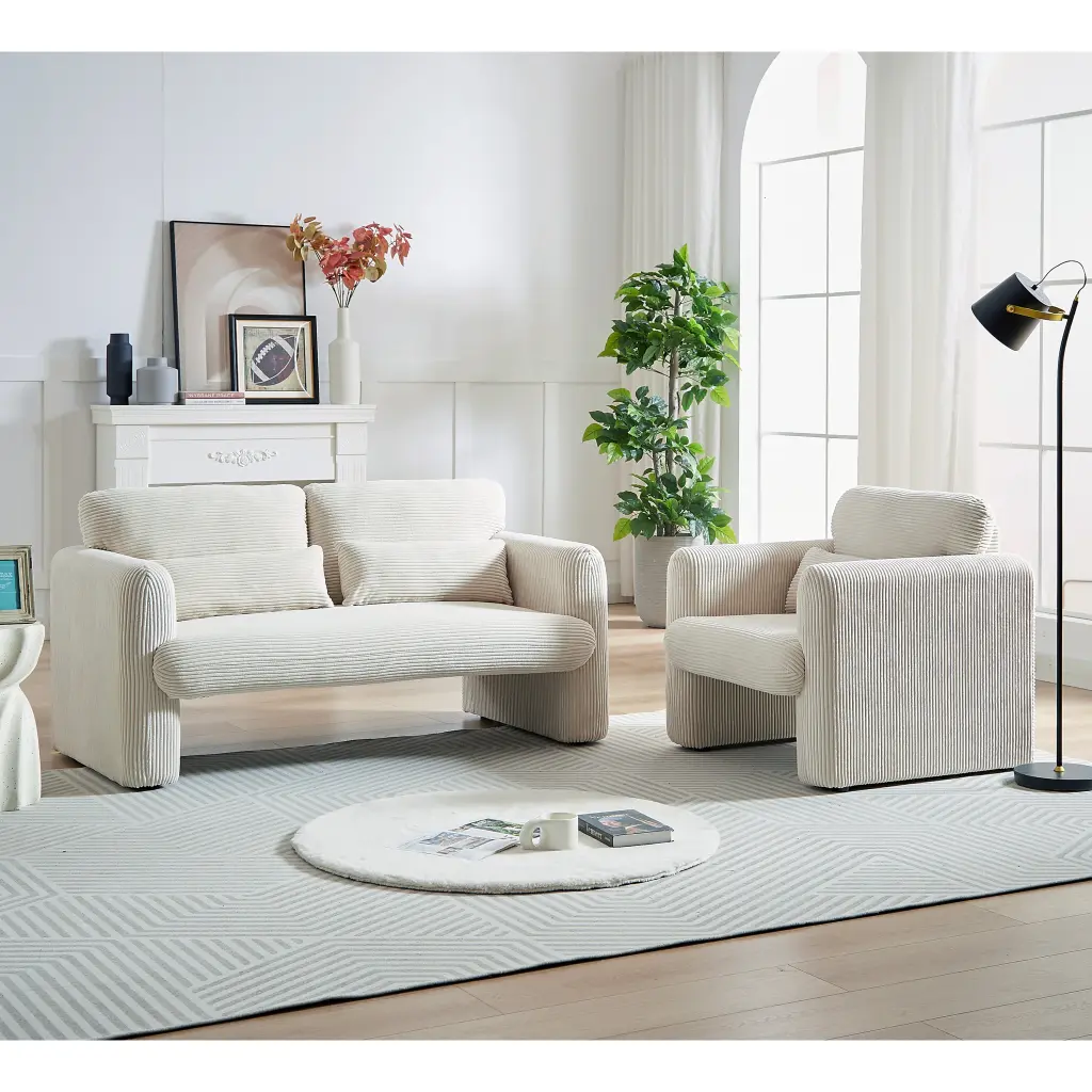 60 Corduroy Fabric Sofa 33 Single Sofa Modern Substantial welike furniture