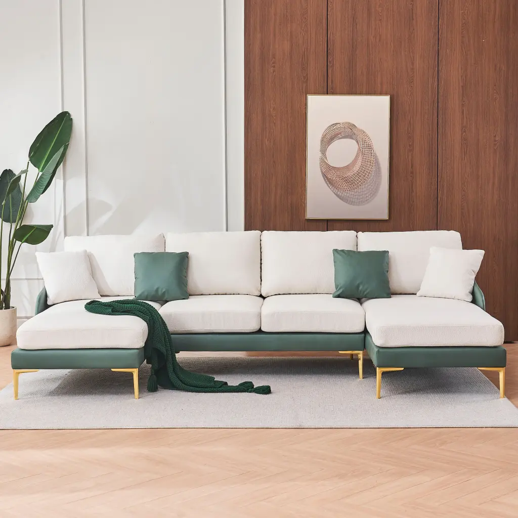 Modern Large Area Linen Leathaire Fabric Color Matching Segmented Sofa xr-1361