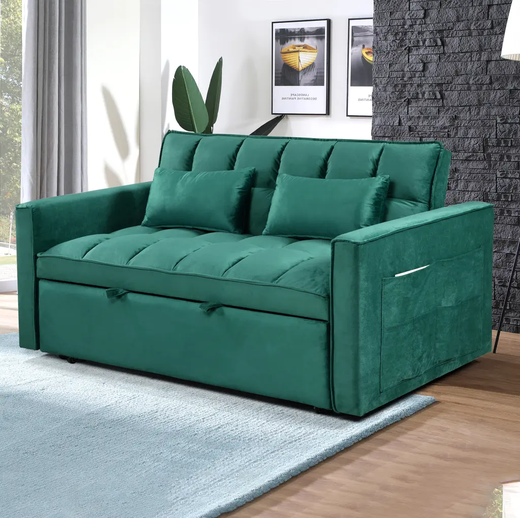 Modern Flannel Double Sofa Folding Bed Small Double Sofa zitongge smart home