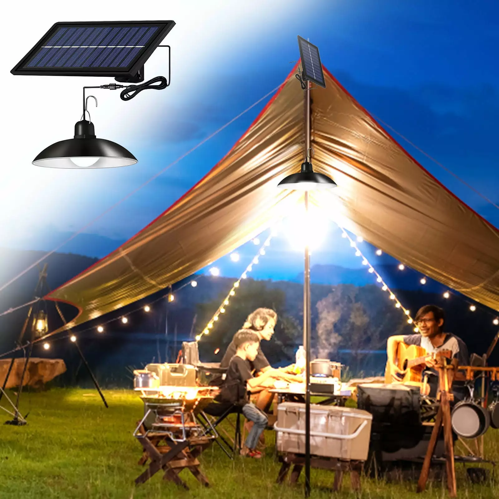 Oneshit Outdoor Sunshade Light IP65 Waterproof Camping Beach Tent Decorative Multi-color