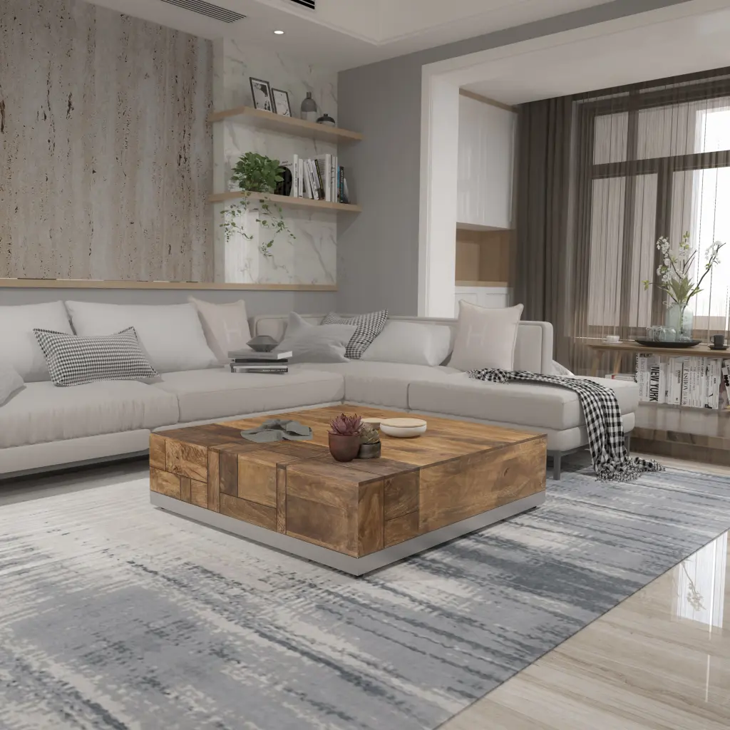 Luxvil Luxury Solid Wood Coffee Table Storage Acacia Wood Light Brown atlantic solid wood furniture