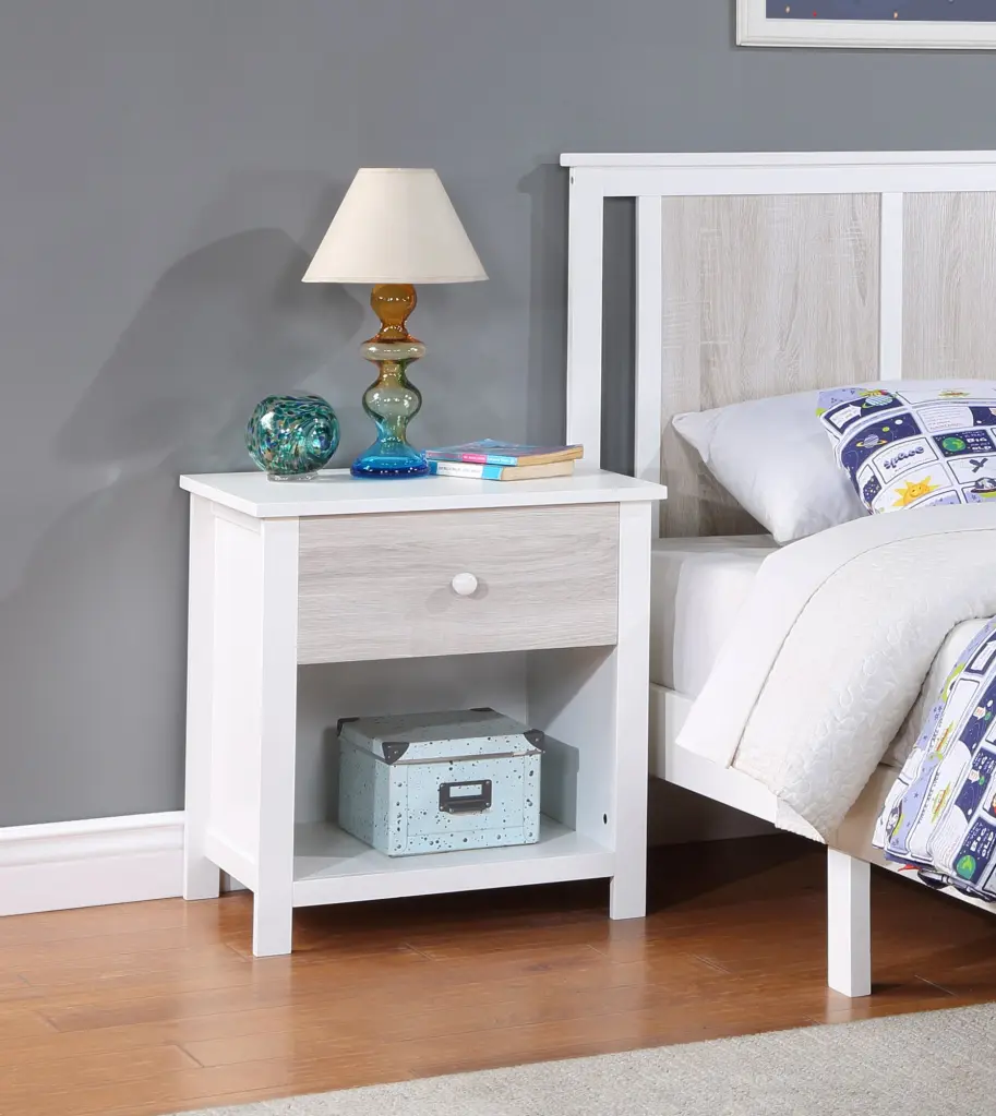 Connelly Nightstand White Rockport Gray and Solid Wood simple living