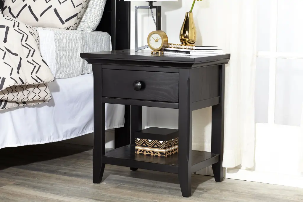 Overland Nightstand Forever Black Black Solid Wood simple living