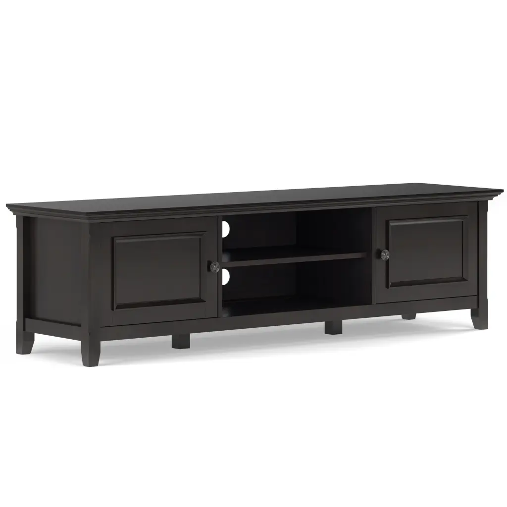 Simpli Home Amherst 72 Inch Solid Wood Transitional TV Media Stand Hickory Brown TVs up to 80 Inches