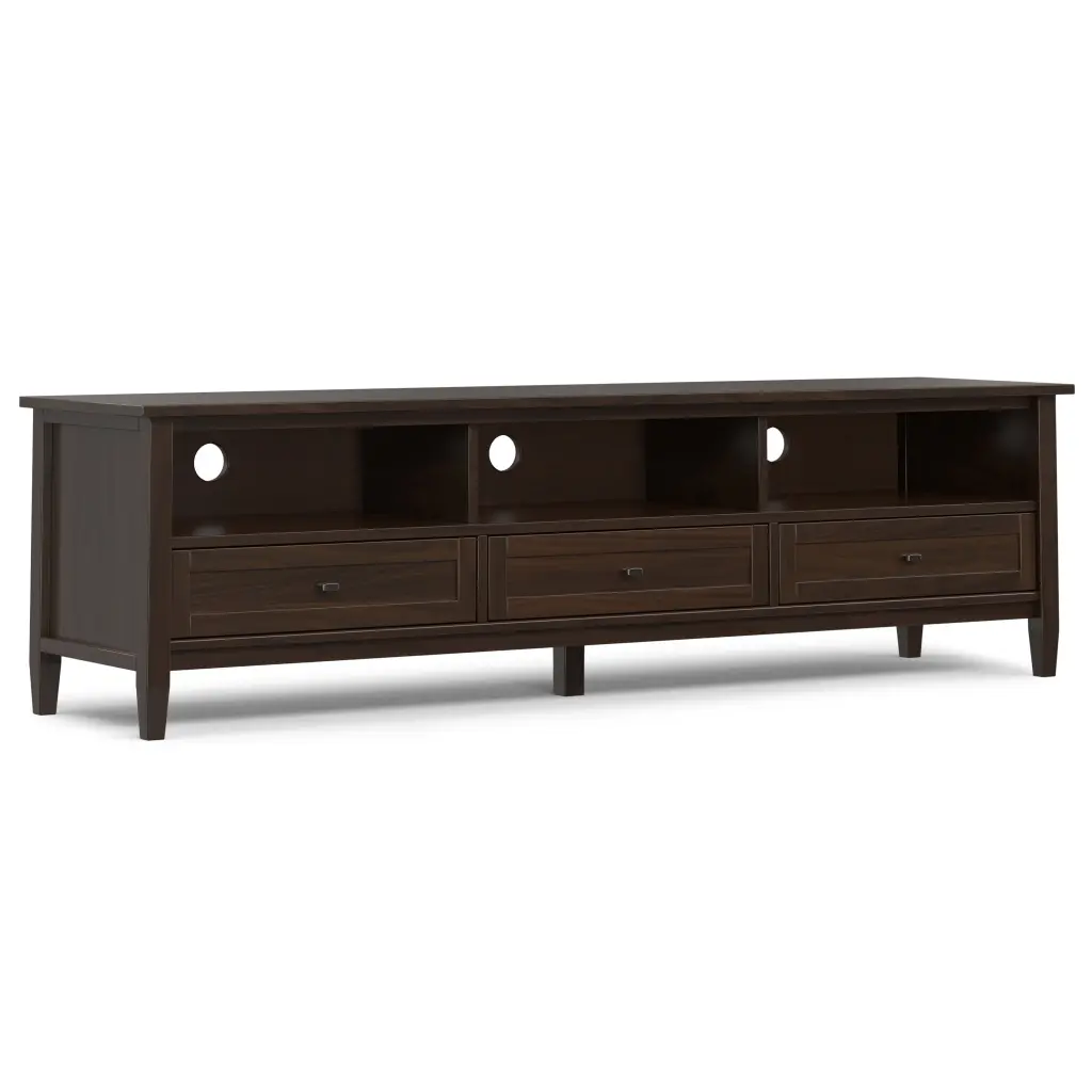 Simpli Home Warm Shaker 72 Inch Solid Wood TV Media Stand Tobacco Brown - TVs up to 80 Inches