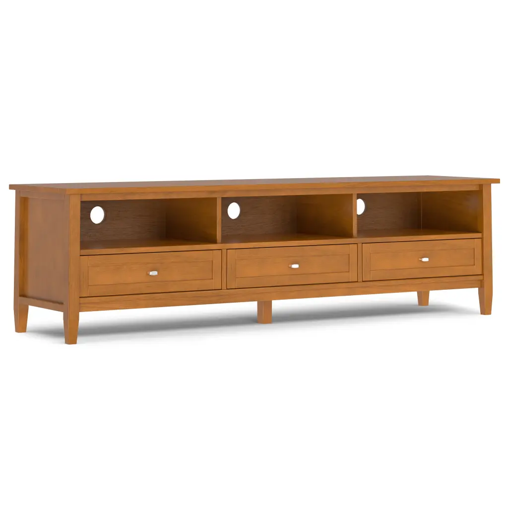 Simpli Home Warm Shaker 72 Inch Solid Wood TV Media Stand Light Golden Brown - TVs up to 80 Inches